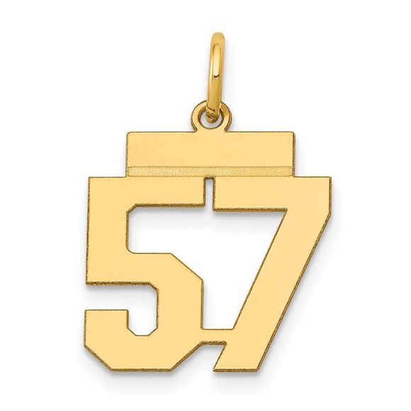 14k Yellow Gold Athletic Collection Small Polished Number 57 Pendant